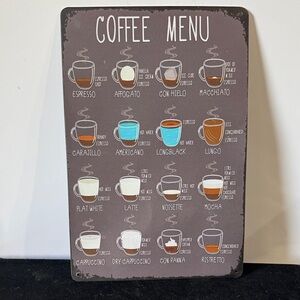 Coffee Menu Wall Art with Brown and White Design